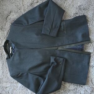T Tahari Navy and faux leather trim blazer size 10